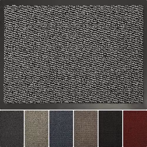 Desire Rugs Grey Dirt Repellent PVC Entrance Mat with Rubber Edge W: 40 cm, D: 60 cm, H: 0.3 cm – 1