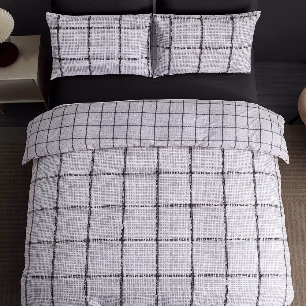 Grace Double Brushed Microfibre Duvet Cover and Pillowcase Set in Grey, Single Size – 2
