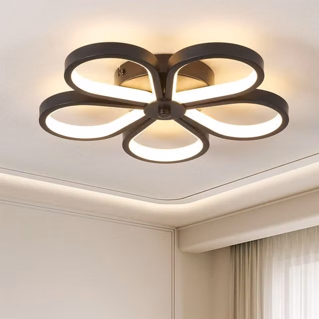 Garwarm Black Acrylic and Aluminium LED Flush Mount Ceiling Light with Warm White Glow