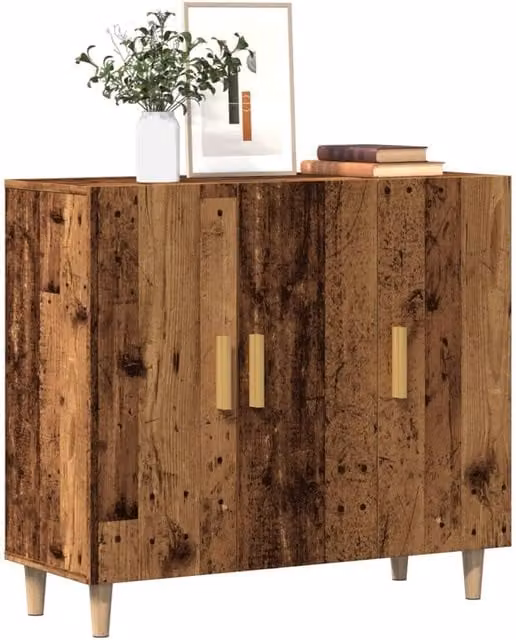 Berkfield Home Old Wood Sideboard in Brown, W/D/H: 90 x 34 x 80 cm