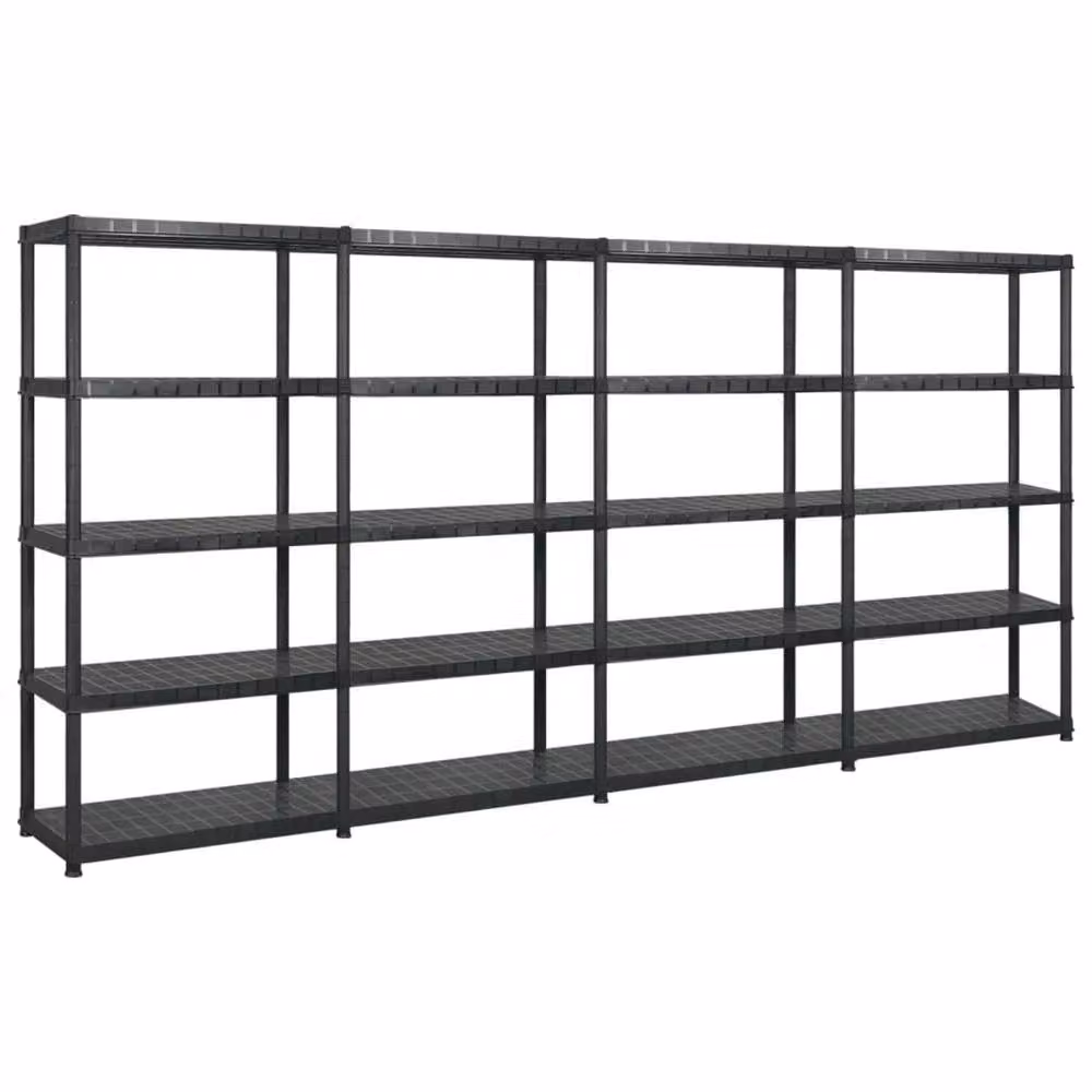 Berkfield Home 5-Tier Plastic Storage Shelf, Black, W/D/H: 340 x 40 x 185 cm – 2