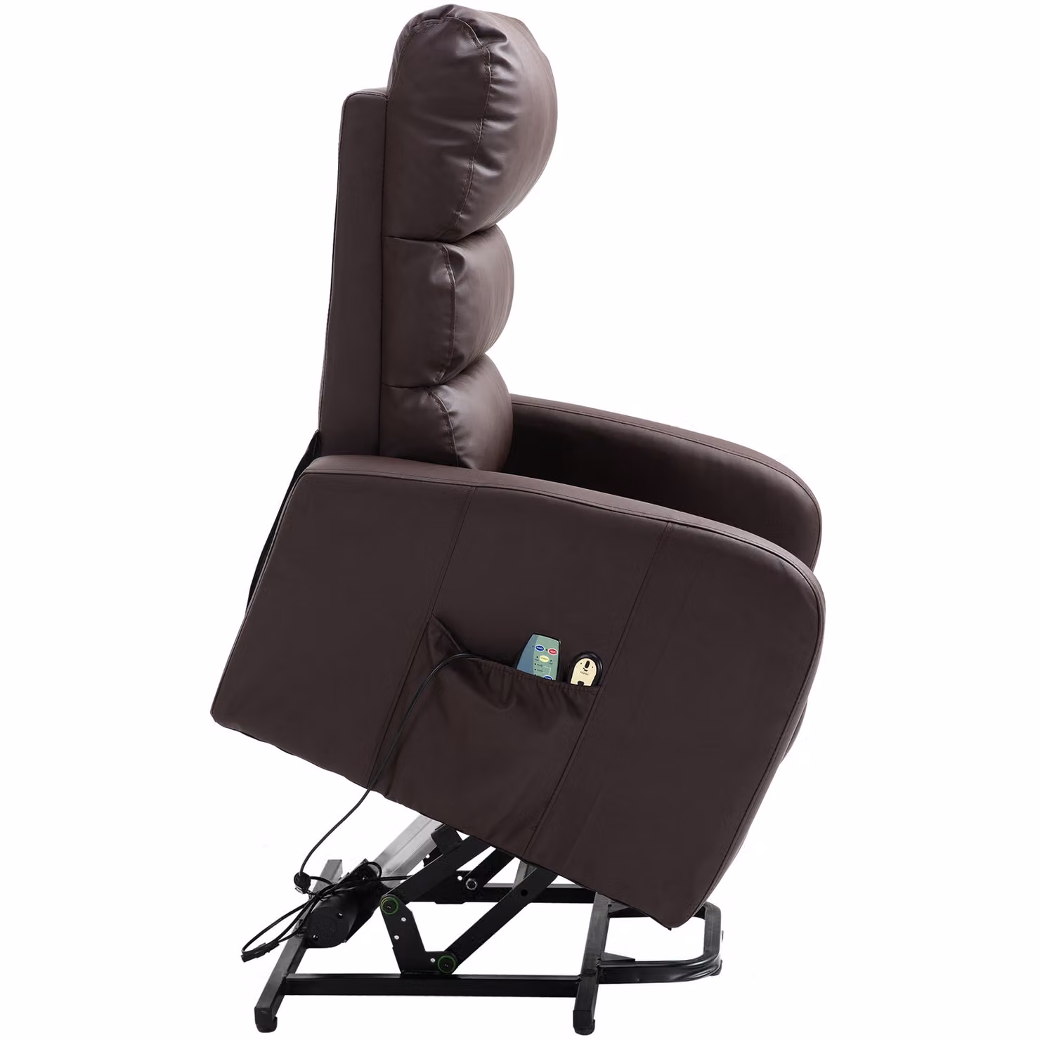 Aosom UK Power Lift Recliner Massage Chair with Heat and Vibration in Brown, W/D/H: 73 x 91 x 109 cm – 4