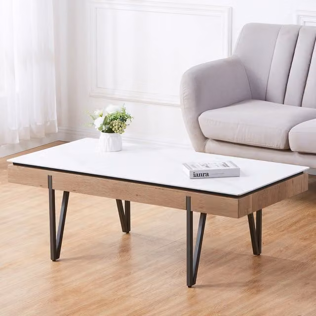 Artemis Home Satori Stone Coffee Table in Sand and White
