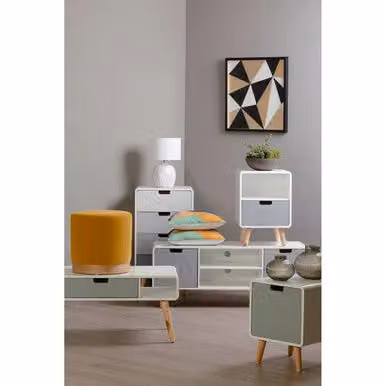 Orsina Rectangular Wooden Display Coffee Table with Storage in White and Grey, W/D/H: 100 x 45 x 50 cm – 5