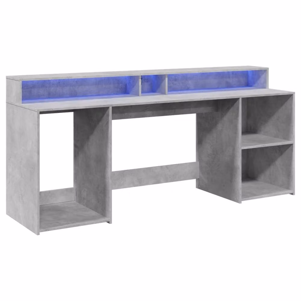 Berkfield Home Gaming Desk with LED Lights in Concrete Grey, W/D/H: 200 x 55 x 91 cm – 2