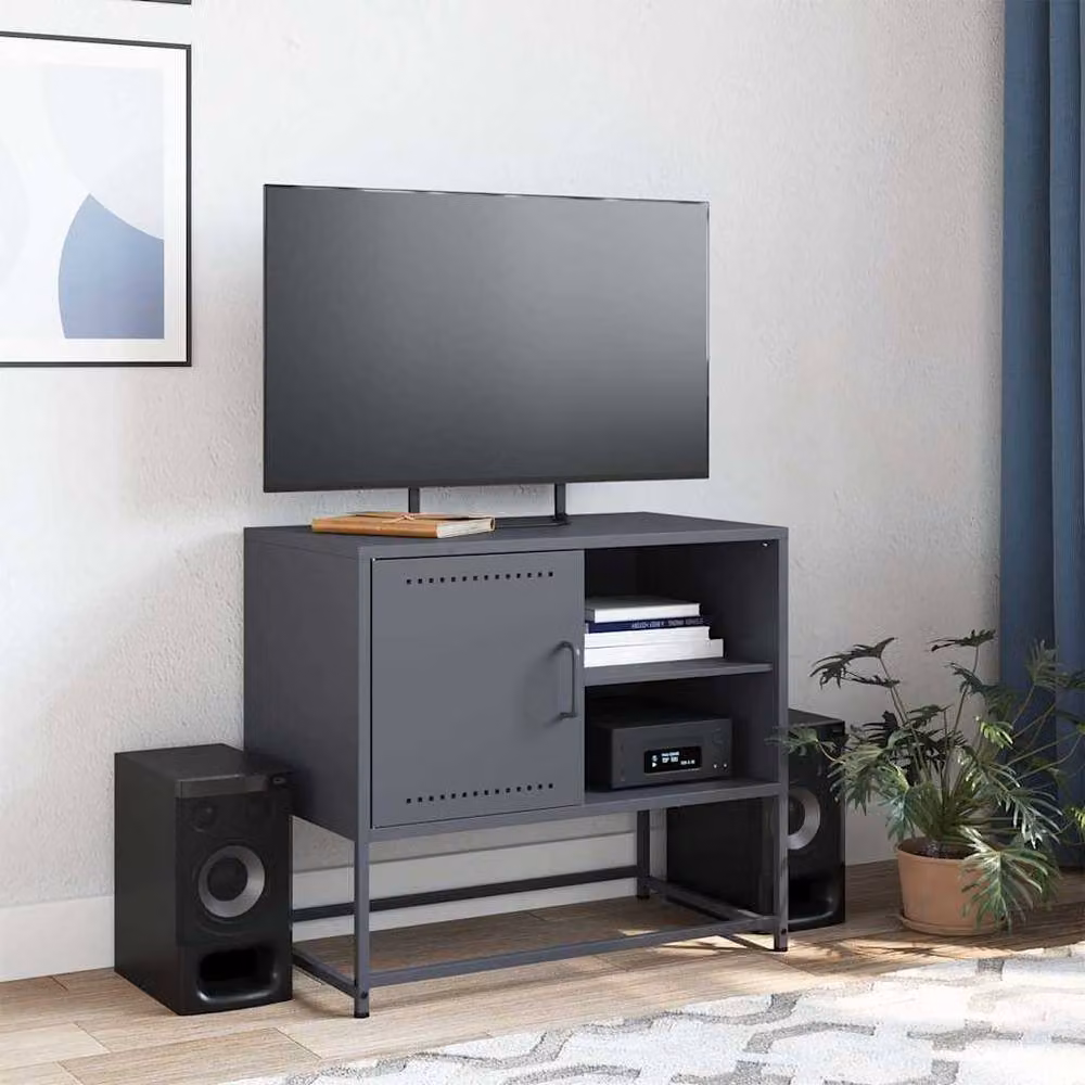 Berkfield Home Industrial Metal TV Cabinet in Anthracite W/D/H: 68 x 39 x 60.5 cm – 3