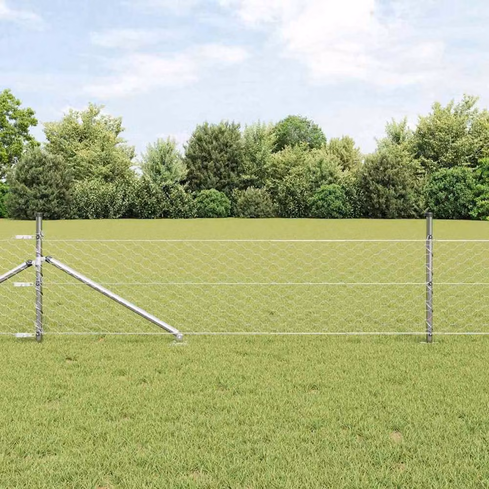 Berkfield Home Modern Rectangular Fencing Set of 2 in Silver Galvanised Steel – 2