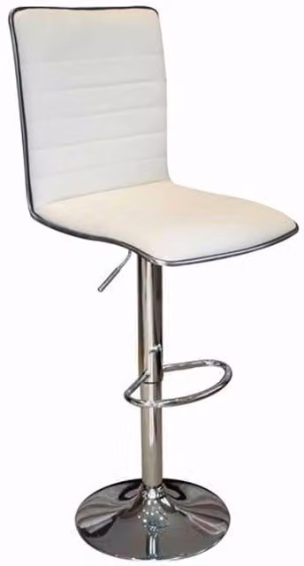 netfurniture Crispi Height Adjustable Breakfast Bar Stool in Cream with Silver Trim
