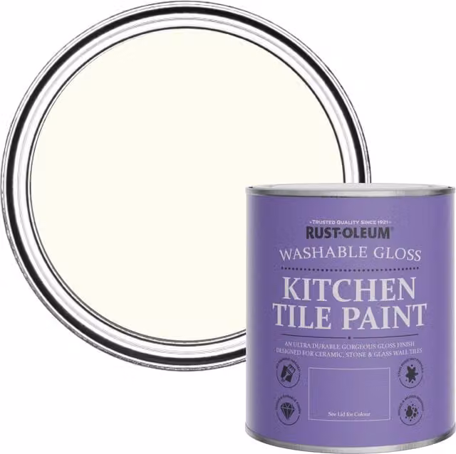 Rust-Oleum Water-Based Kitchen Tile Paint in Gloss Finish, White, 0.75 l