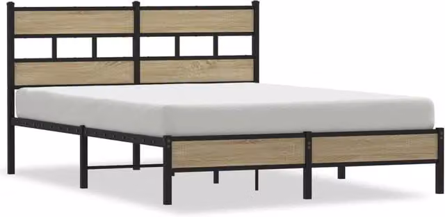 Berkfield Home Sonoma Oak Bed Frame in Light Tan with Drawers, W/D/H: 140 x 190 cm – 1