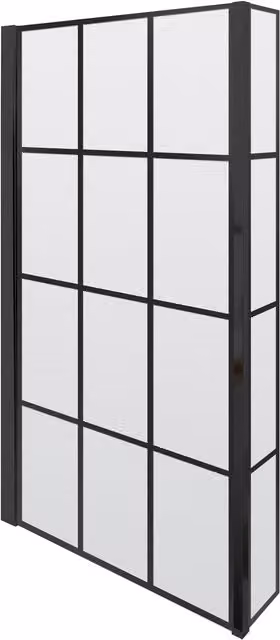 Balterley L Shaped Asymmetric Shower Bath Screen with 6mm Glass and Black Frame, W/D/H: 143.0 x 79.5 x 15.0 cm