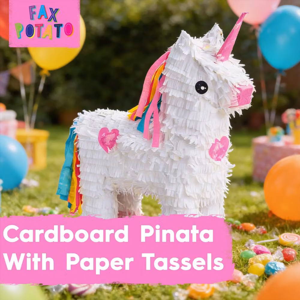 Fax Potato Unicorn Pinata Set with Blue Buster Stick and Blindfold, W43 x D13 x H55 cm – 3