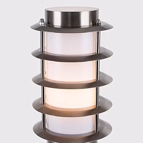 MiniSun Set of 4 Modern Stainless Steel Garden Bollard Light Posts in Silver with 4W Warm White LED Bulbs – 2