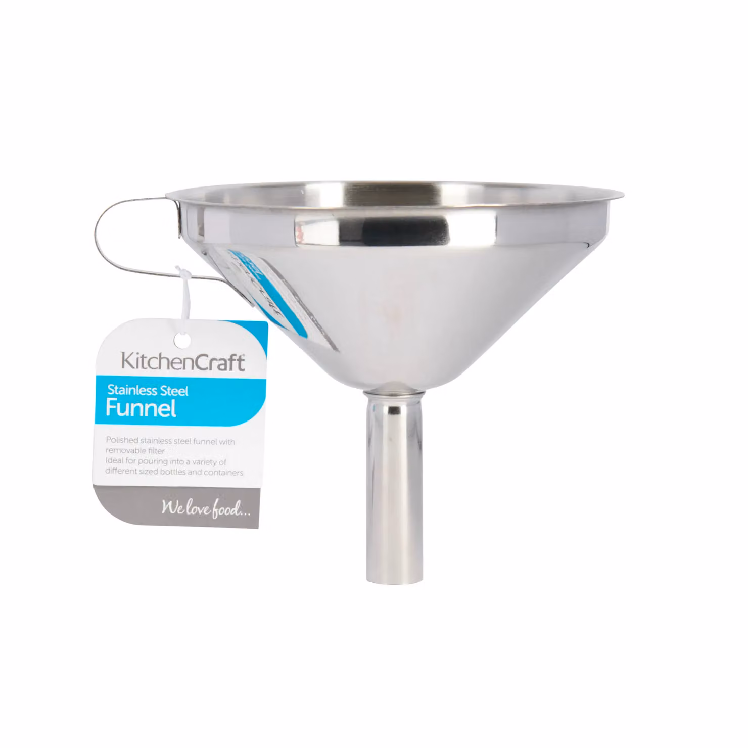 KitchenCraft Round Stainless Steel Funnel with Removable Filter, 13 cm, Black and Silver – 2