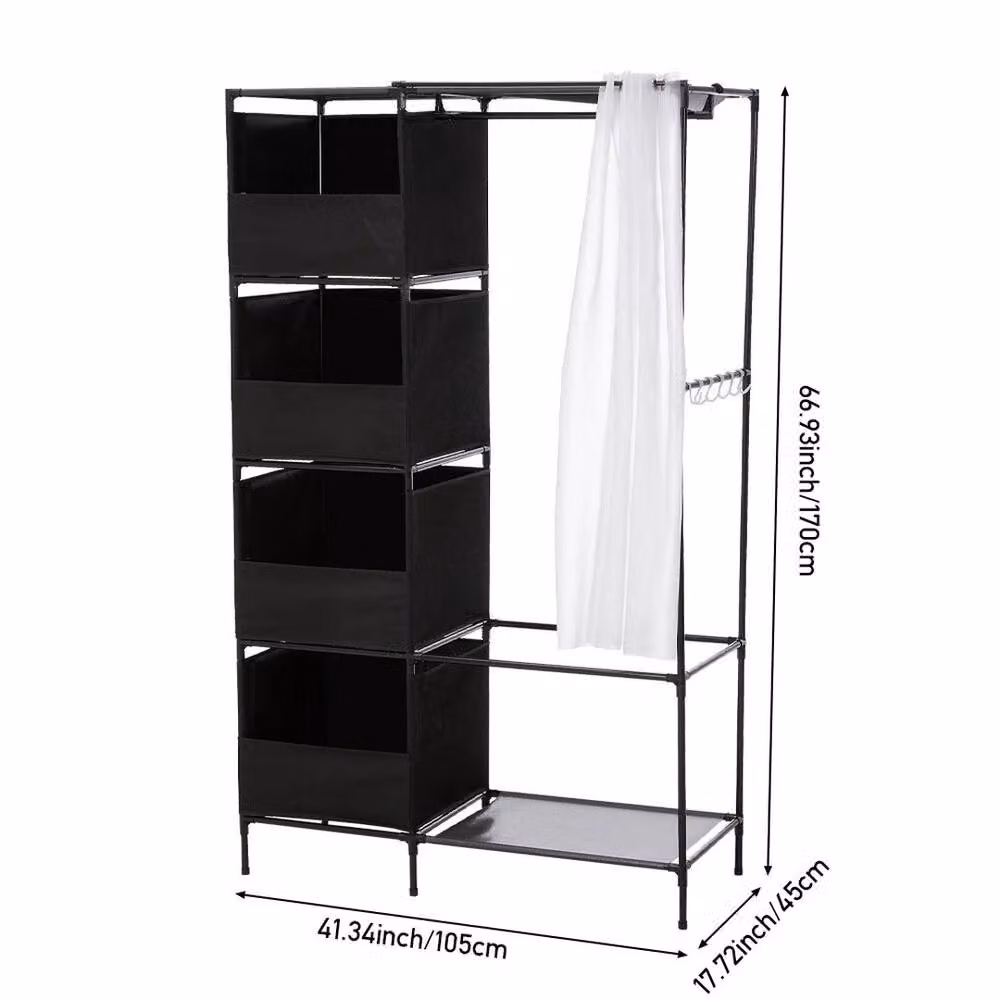 KORVIXA Foldable Fabric Wardrobe Storage Cabinet in Black, W/D/H: 90 x 90 x 90 cm – 2