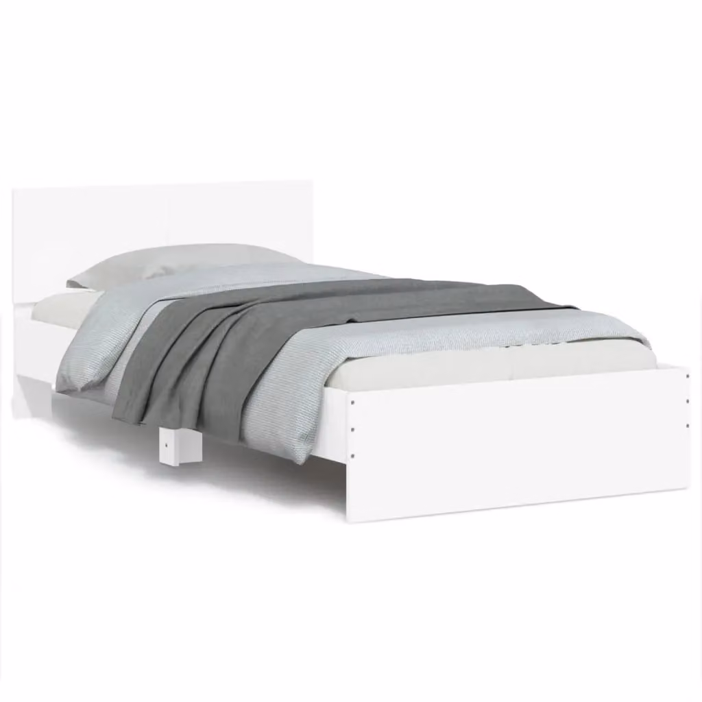 Berkfield Home White Bed Frame with Headboard, W/D/H: 100 x 200 cm – 2