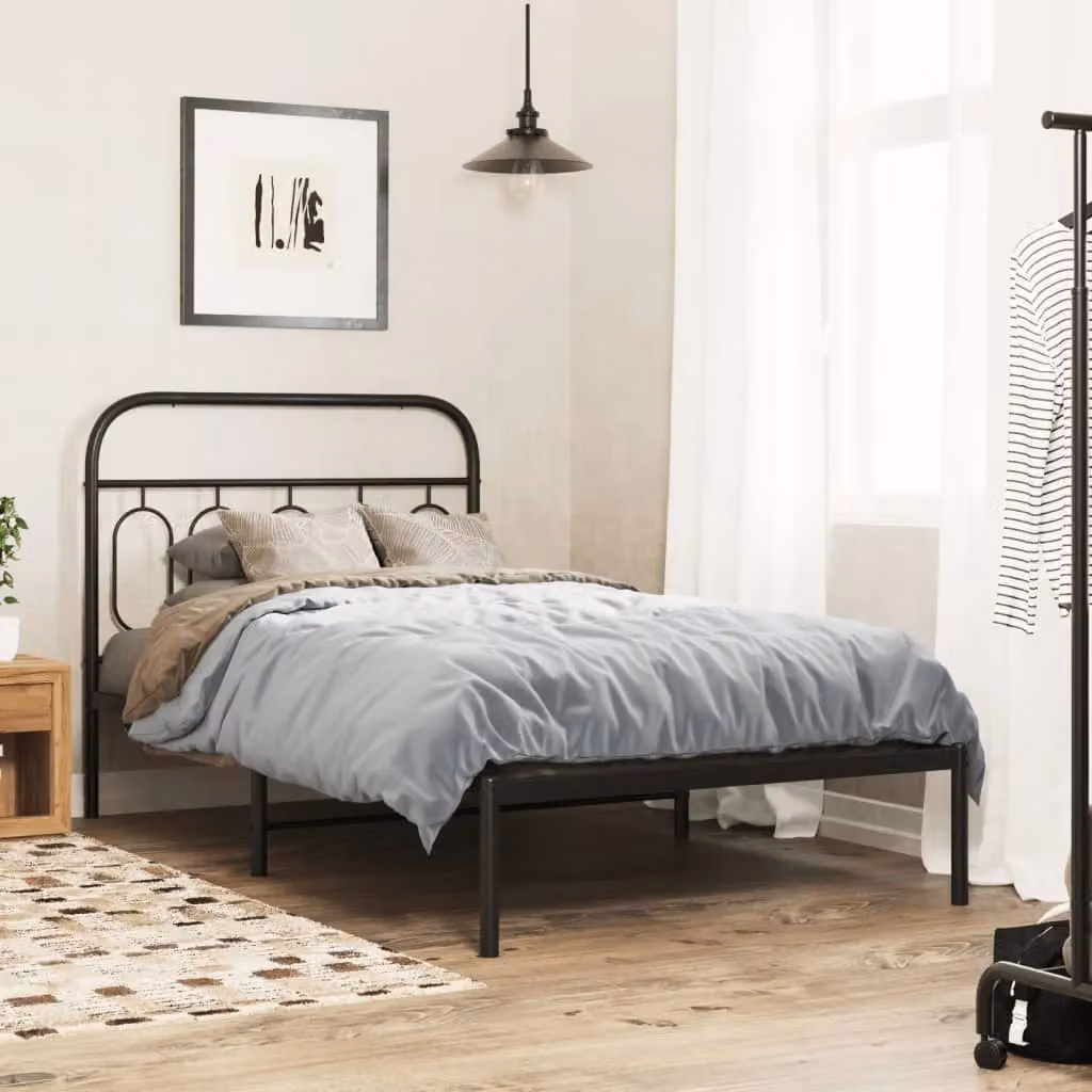Berkfield Home Classic Metal Headboard in Black, Width: 107 cm – 3