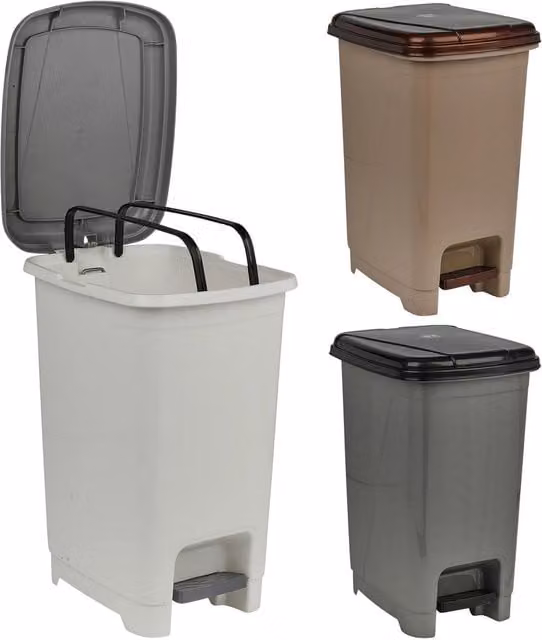 EONLION 15L Slim Plastic Pedal Bin for Kitchen and Bathroom, White
