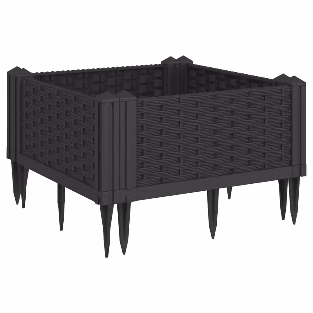 Berkfield Home Garden Planter with Pegs in Black, W/D/H: 42.5 x 42.5 x 28.5 cm – 2