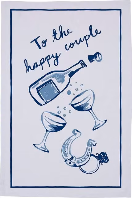 Ulster Weavers Happy Couple Graphic Print Cotton Tea Towel in Multicolour and Blue