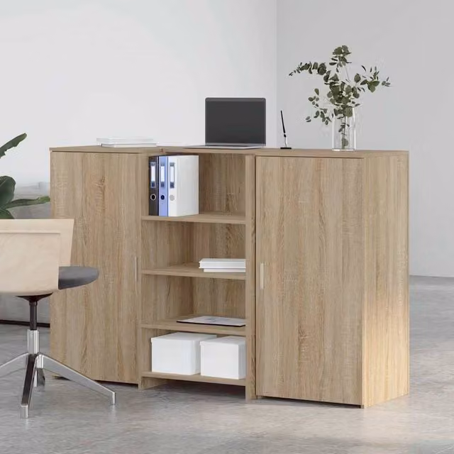 Berkfield Home Sonoma Oak Reception Desk in Light Brown, W: 155 cm, D: 50 cm, H: 103.5 cm – 1