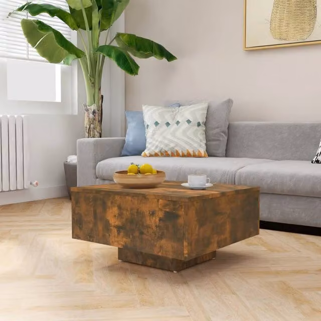 Berkfield Home Square Coffee Table in Smoked Oak Brown, W: 60 cm, D: 60 cm, H: 31.5 cm – 1
