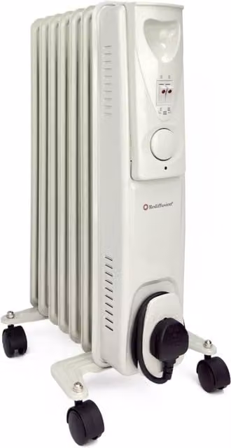 Rediffusion 1500W Oil Filled Radiator in White with Adjustable Thermostat and Overheat Protection, W/D/H: 54.5 x 33 x 24 cm – 1