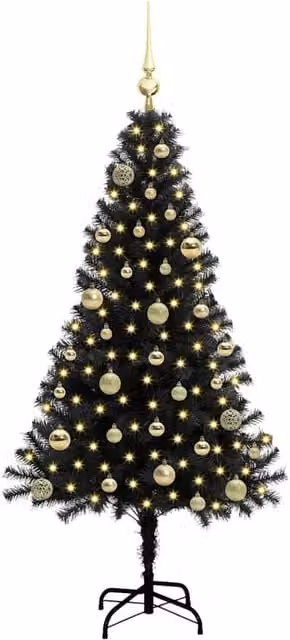 Berkfield Home Lush Christmas Tree with 150 LEDs and Stand, Black, Height: 150 cm – 1