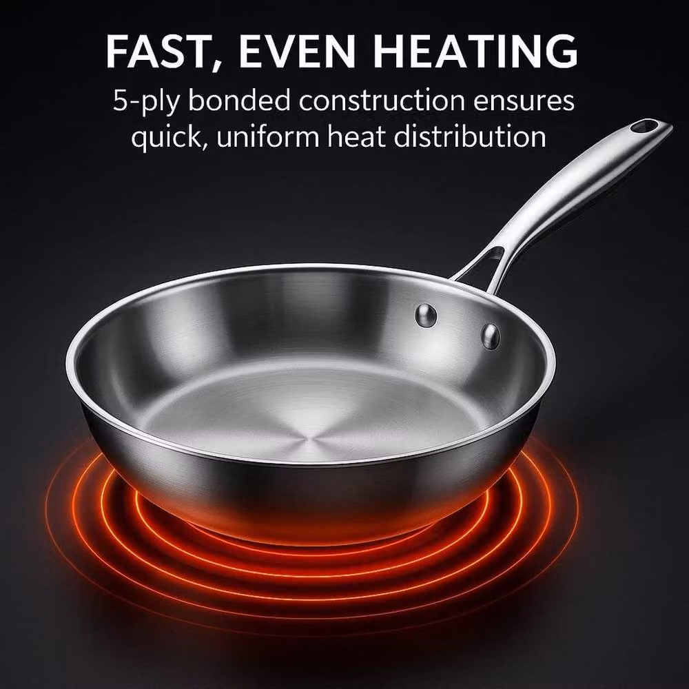 NESTLUNE Stainless Steel Frying Pan, Silver, Diameter: 28 cm – 3