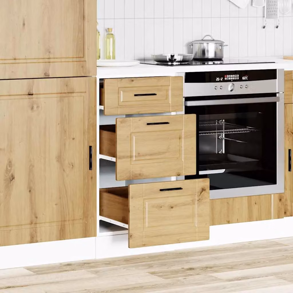 Berkfield Home Porto Artisan Oak Kitchen Base Unit in Brown and White – 2
