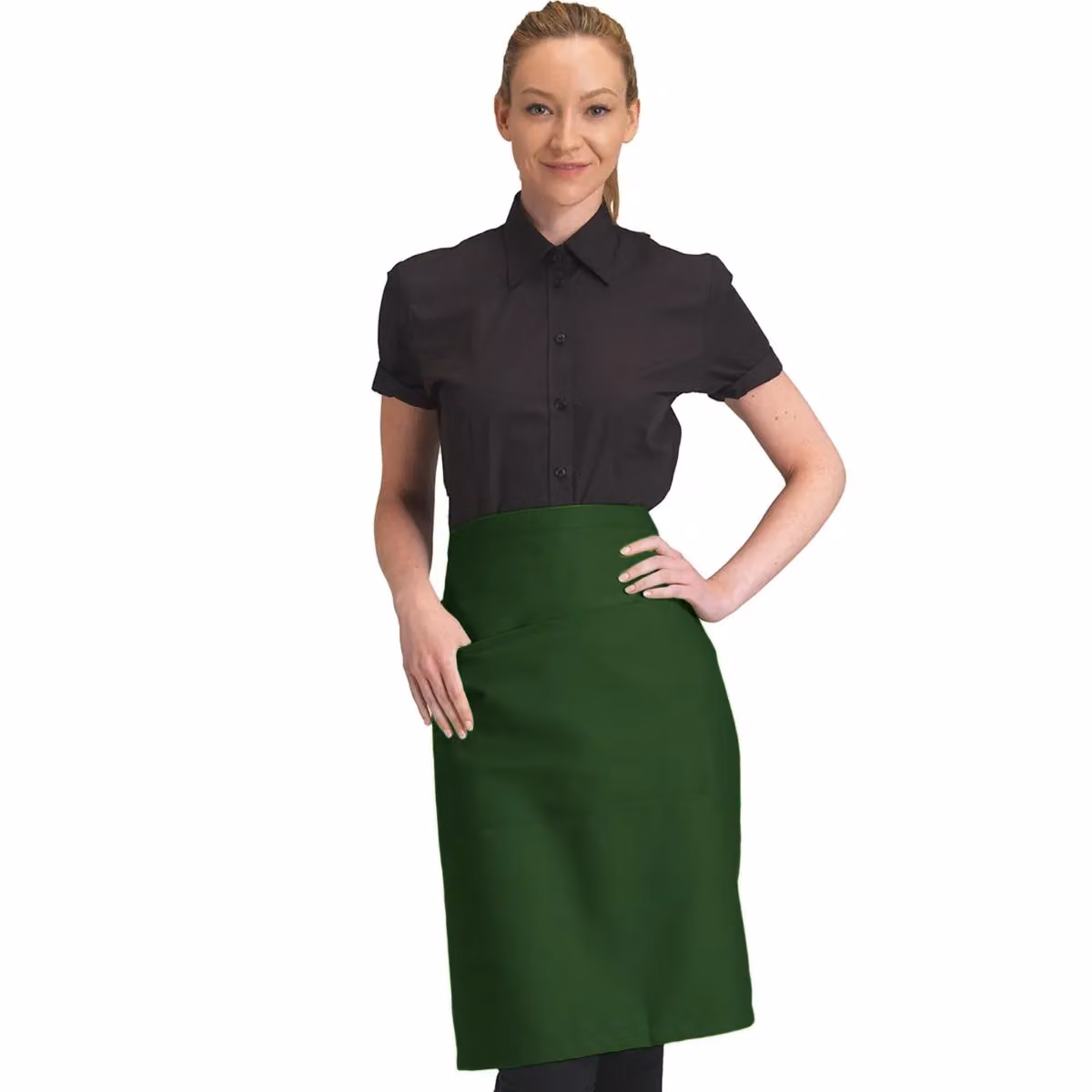 Dennys Catering Waist Apron with Pocket, Pack of 2, Bottle Green – 2