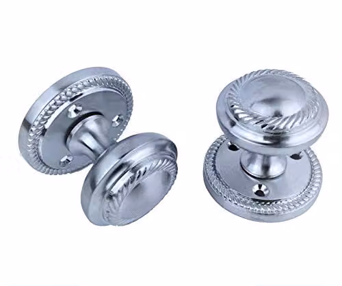Golden Grace Georgian Mortice Sprung Door Knob Pair in Satin Brushed Chrome