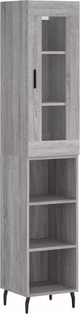 Berkfield Home Grey Sonoma Highboard with Glass Doors, W/D/H: 34.5 x 34.5 x 180 cm – 1