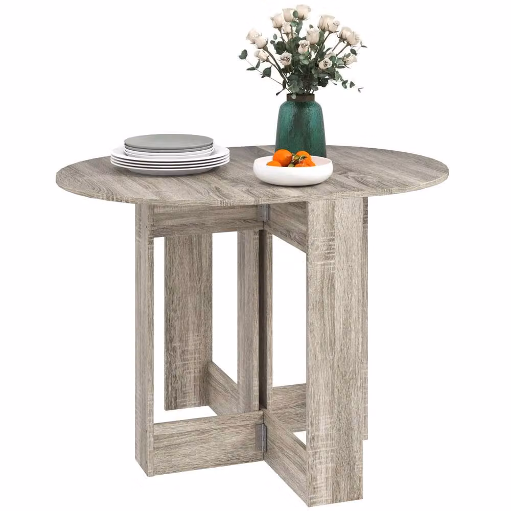 Wyld Haus Tase Grey Folding Drop Leaf Dining Table W: 104 cm, D: 76 cm, H: 73.7 cm – 2