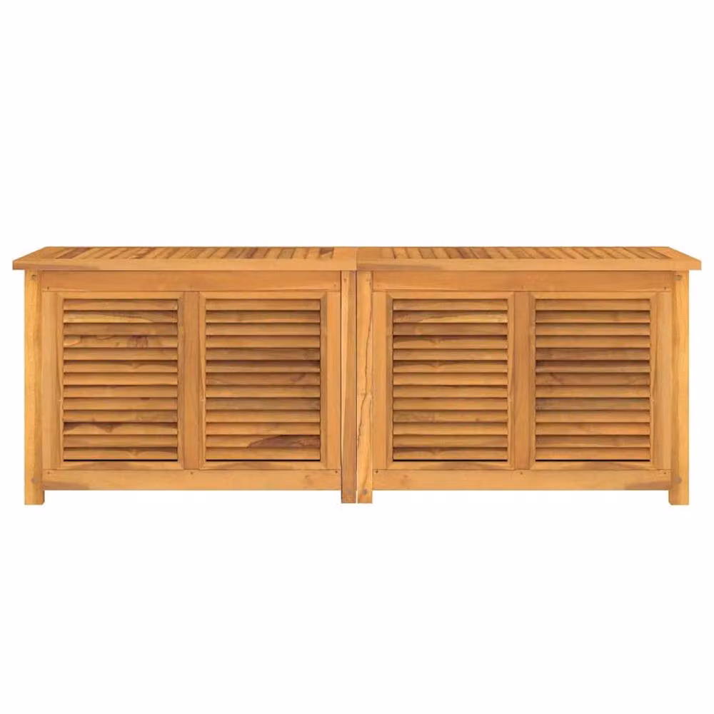 Berkfield Home Garden Storage Box with Bag in Brown Solid Teak Wood, W/D/H: 150 x 50 x 53 cm – 3