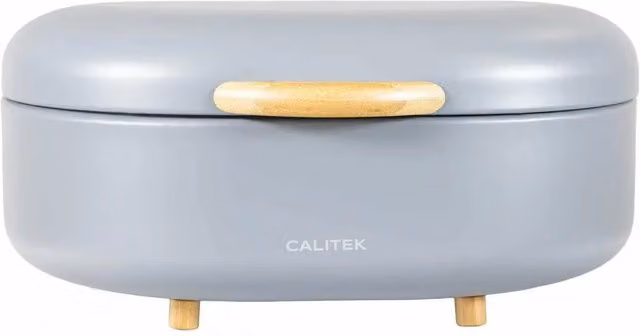 Calitek Bread Bin in Grey Carbon Steel with Bamboo Feet – 1