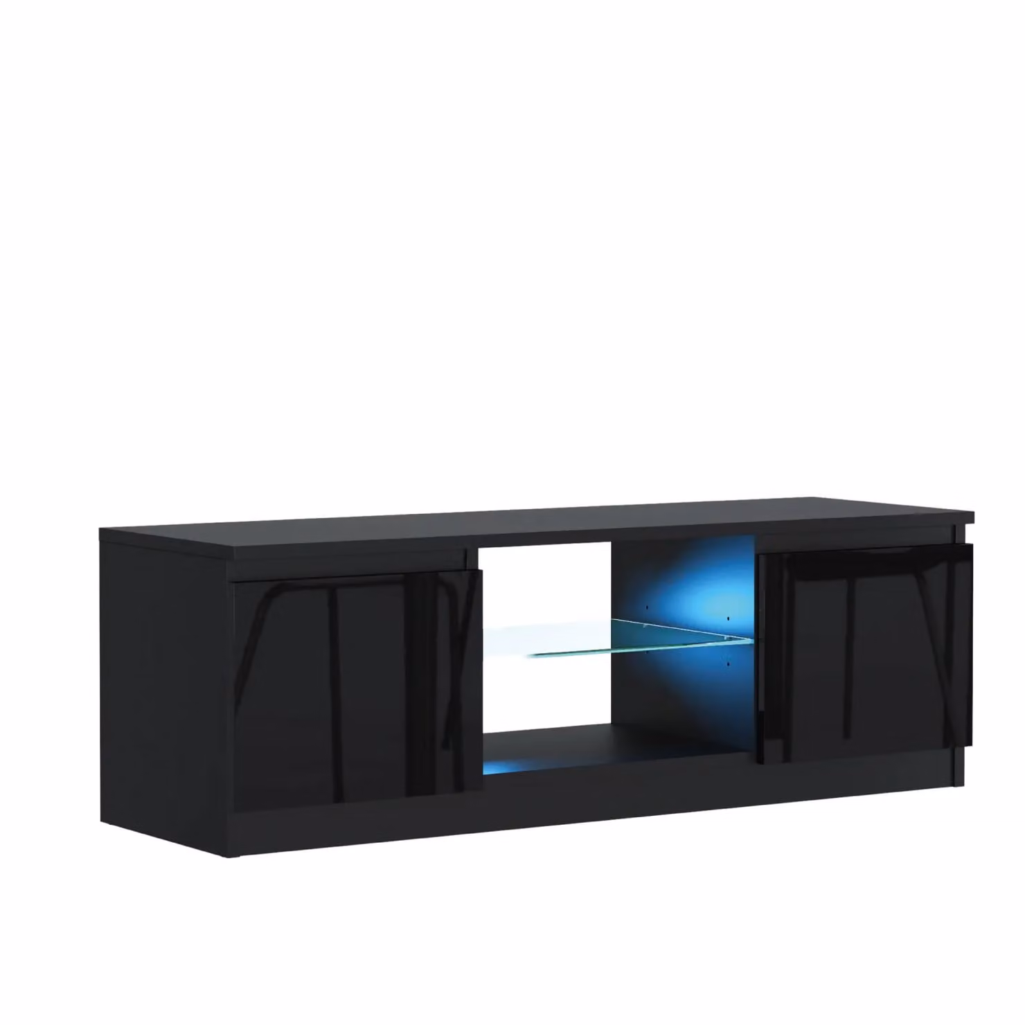 Creative Furniture Aura Modern Glossy Black TV Unit with Integrated Lighting, W/D/H: 120 x 38 x 40 cm – 1