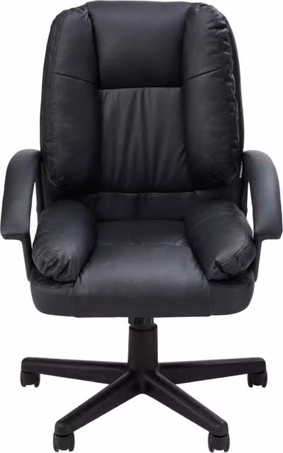 Garden Sanctuary Modern Black Synthetic Leather Reclining Office Task Chair with Headrest and Armrests