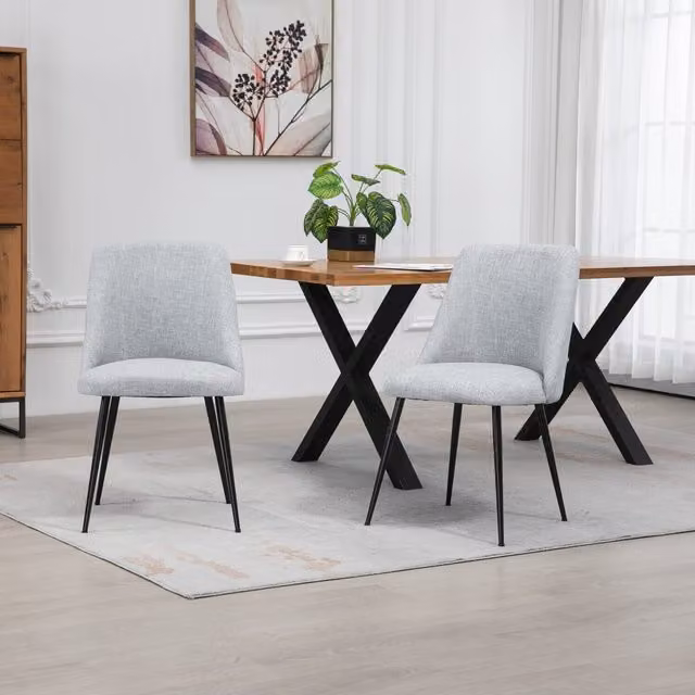 Set of 2 Artemis Home Morandi Modern Fabric Dining Chairs in Grey