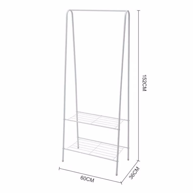 KORVIXA White Metal Clothes Rail, W/D/H: 60 x 36 x 152 cm