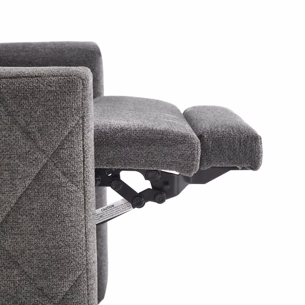Living and Home Grey Velvet Single Recliner Sofa with Armrests – 6