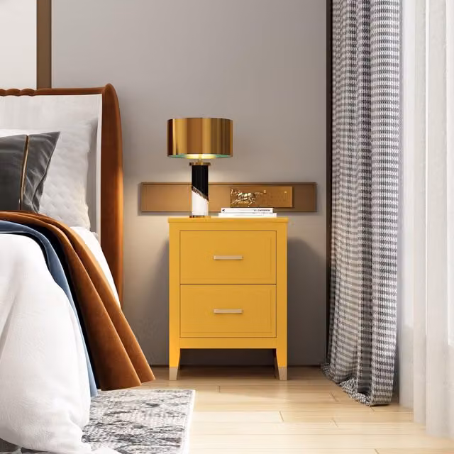 Cabinet Bits Palazzi 2 Drawer Bedside Table in Yellow