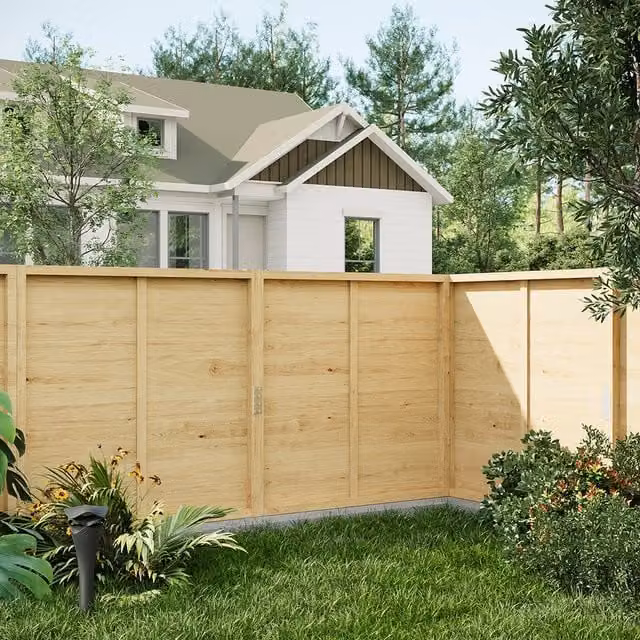 Livingandhome Rectangular Woven Spruce Wood Garden Fence Panel, Yellow, Width: 90 cm