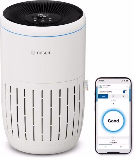 Bosch Air 2000i 3-in-1 Air Purifier, White, with HEPA and Activated Carbon Filters and Smart Home Integration