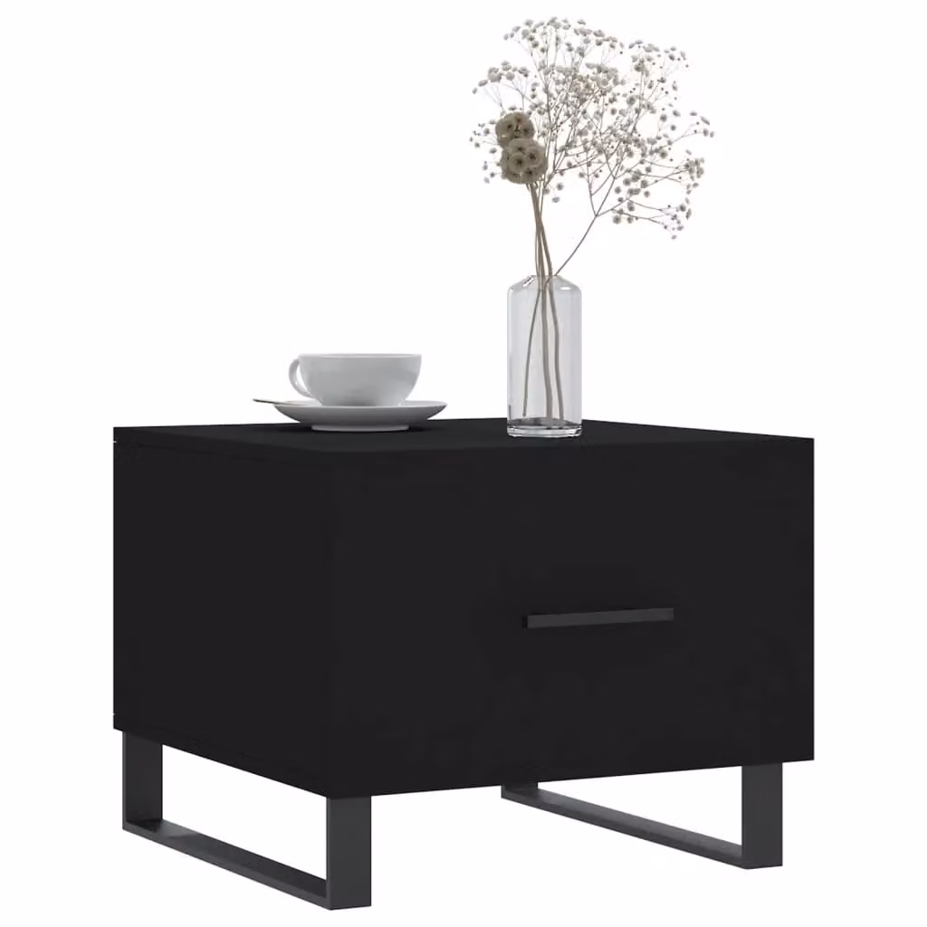 Berkfield Home Set of 2 Black Square Coffee Tables in Engineered Wood, W/D/H: 50 x 50 x 40 cm – 3