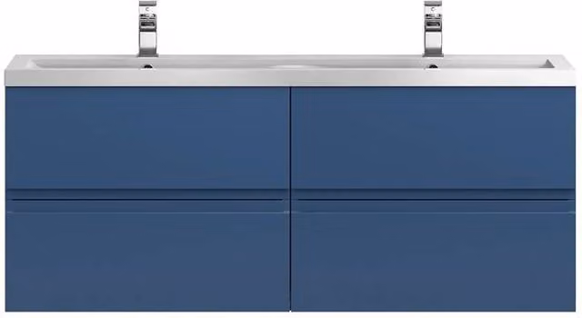 Balterley Mavesyn 4 Drawer Wall Hung Vanity Basin Unit, Dark Blue, Width: 120 cm