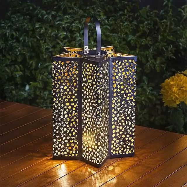 Marco Paul Silver Metal Star Shaped Solar Garden Lantern, Height: 30 cm