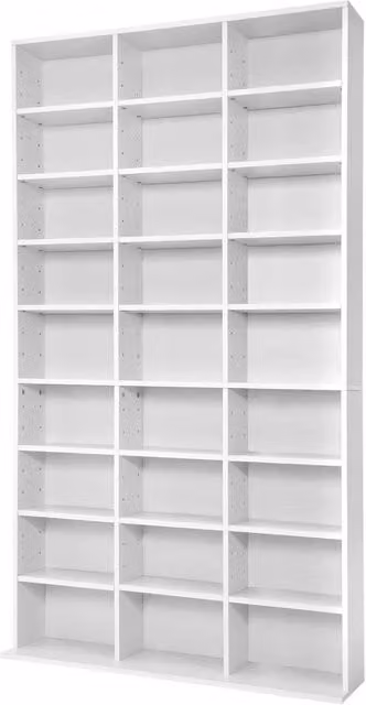 tectake Christel CD Shelf Unit in White with 27 Compartments and Adjustable Shelves – 1