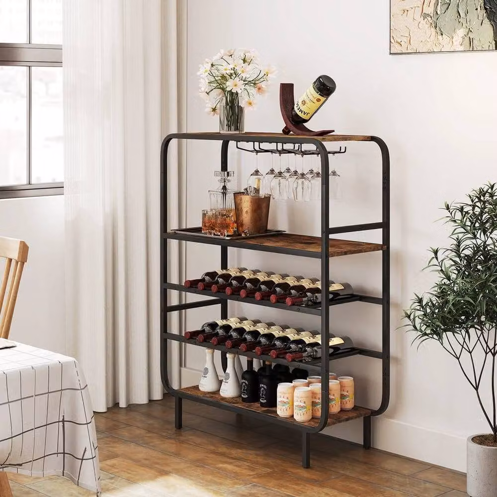 Kelvenix 16 Bottle Freestanding 5-Tier Wine Rack in Brown – 5