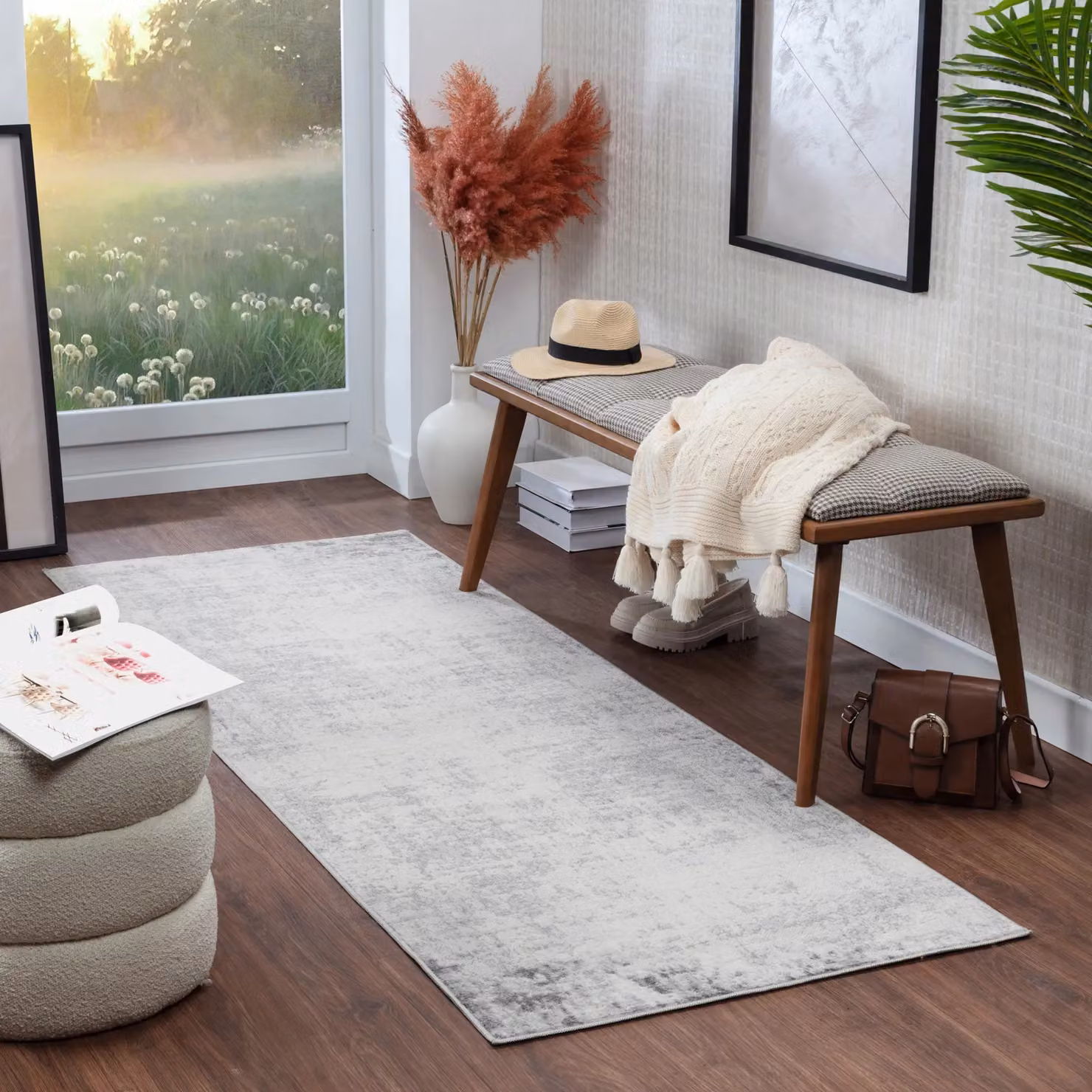 Livabliss Roma Abstract Modern Marble Round Rug in Charcoal, Grey, Blue and Brown, Diameter: 200 cm – 5